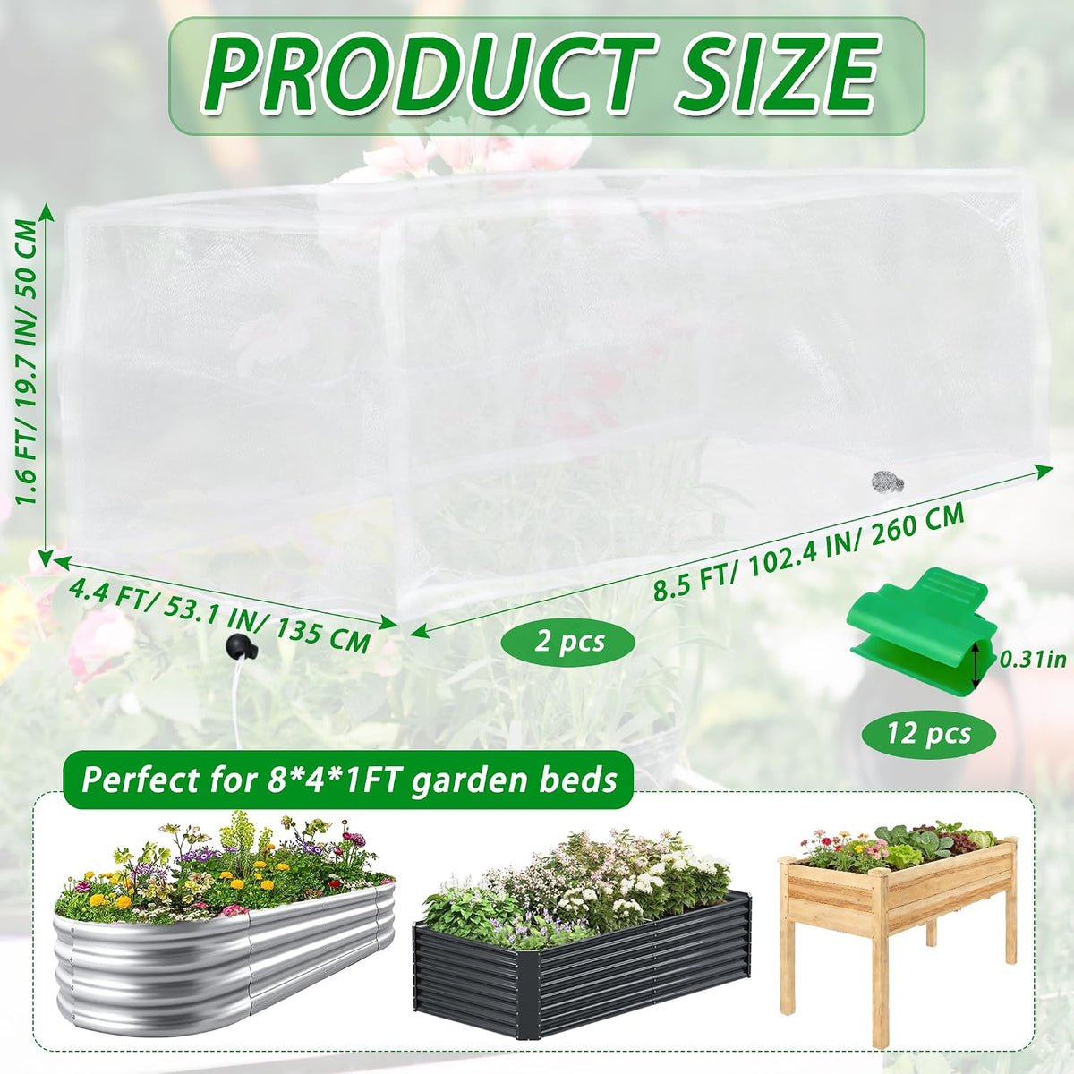 Garden Netting for Raised Beds, Plant Covers Garden Protection Bird Netting