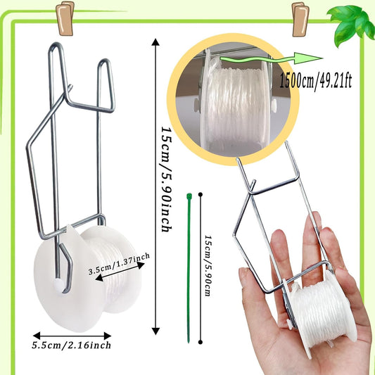 20Pack Tomato Trellis Roller Hooks,Greenhouse Trellising Kit with 100Pcs String Zip Ties for Tomatoes,Vine Twine Crop,Vegetable,Flower