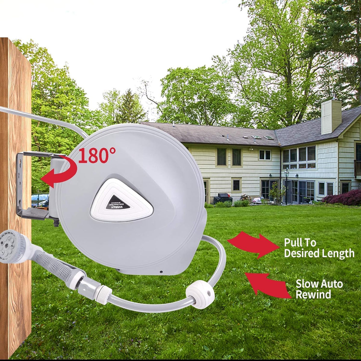 Retractable Garden Water Hose Reel Storage Gun Rewind Wall Mount 32Feet/65Feet/100Feet (65 Feet)