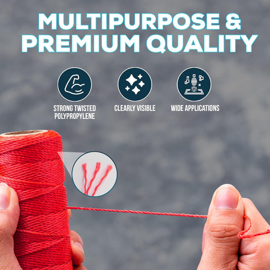 Mason Line String Reel 260FT, 390FT, 780FT, 1500FT, 2300FT, Durable Construction Twine for Laying Bricks, Blocks, Fences in Gardening, DIY & Landscaping Projects (Orange, 262 Ft)