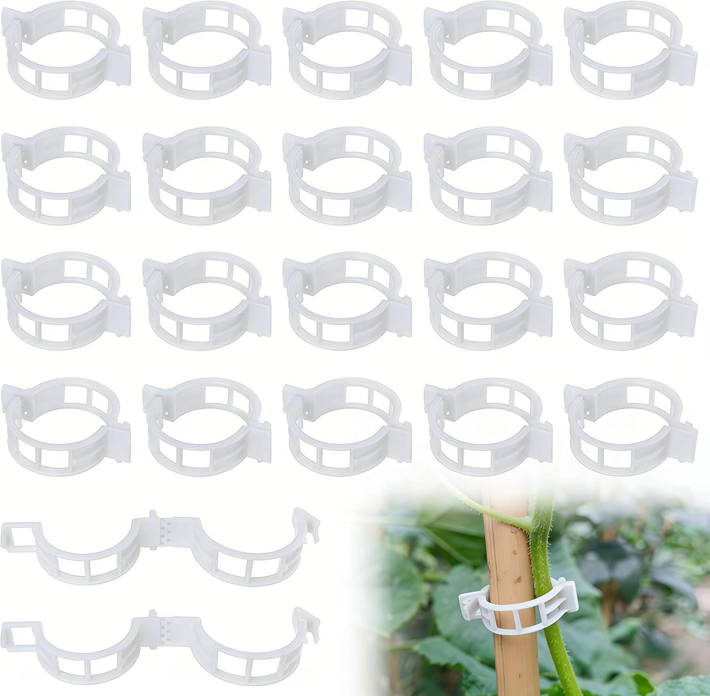 Secured Plastic Plant Clip, New Reusable Plant Support Clips Plastic Clips Tomato Clips for Securing Plants for Climbing Plants, Grape, Vegetable Stems (50, White)