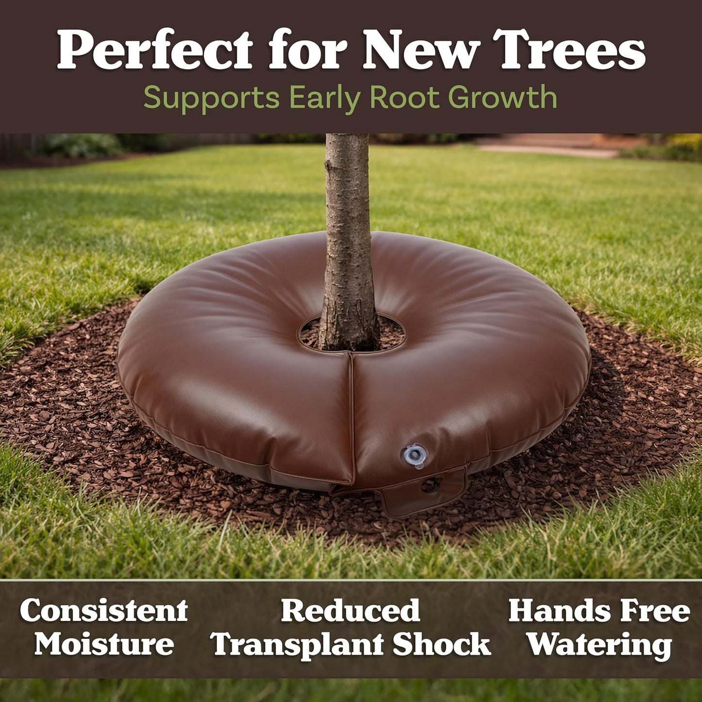 15 Gallon Tree Watering Ring - Heavy Duty PVC Round Reusable Refillable Automatic Drip Irrigation System for Shrubs, Sapling, or Small Tree Watering Bags Slow Release by Pure Garden