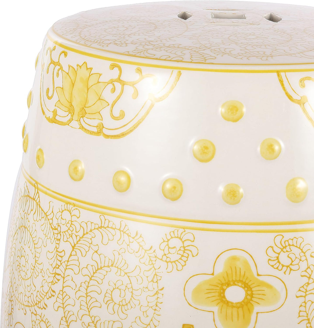 JONATHAN Y Double Happiness 18" Ceramic Garden Stool, Traditional Chinoiserie Dusty Teal and White Indoor/Outdoor Patio Drum Accent Side Table and Plant Stand TBL1013C