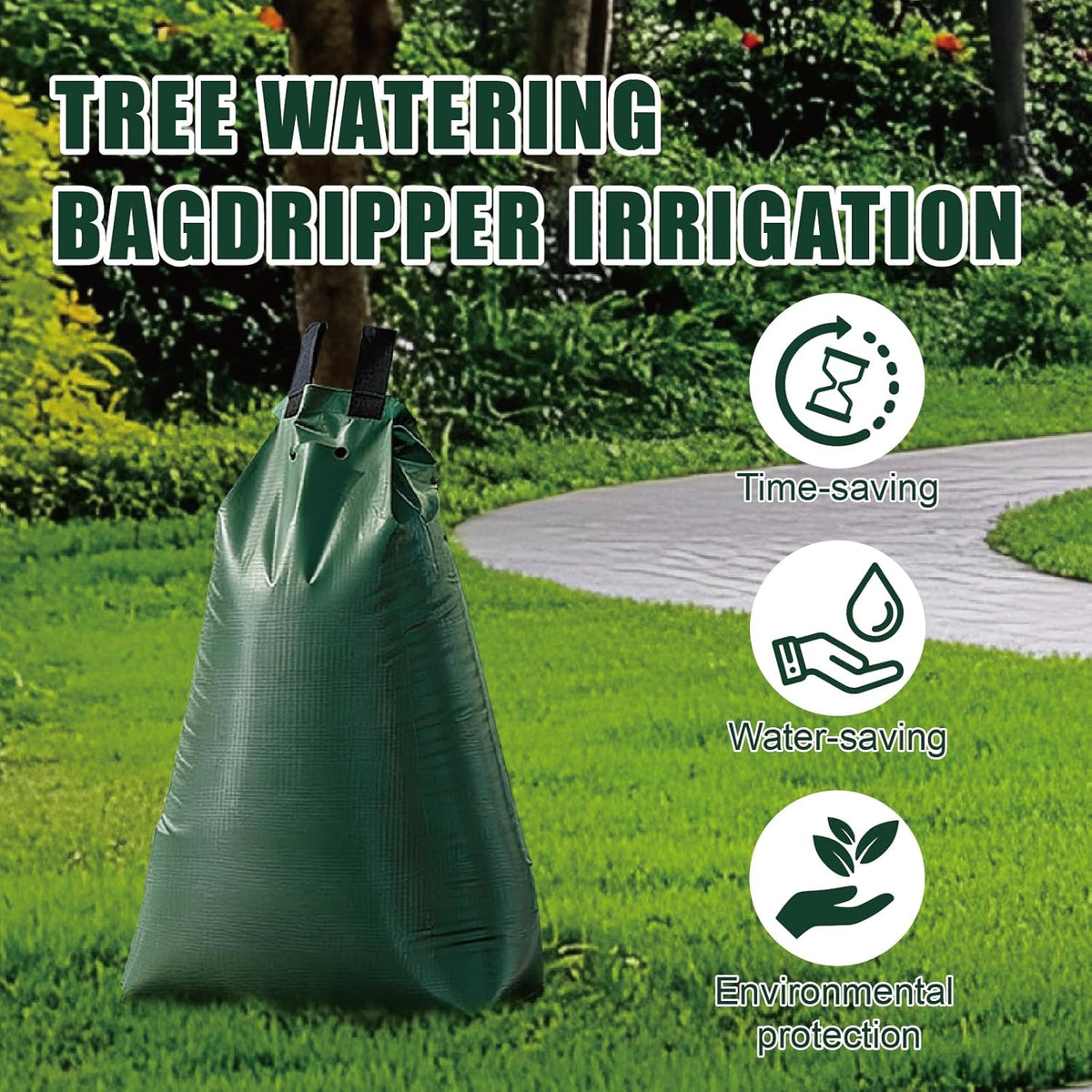 20 Gallon Tree Water Bags, Slow Release Watering Bag System - Gator Style Ring for New Trees,Treegator Bags for Drip Irrigation, Fruit Protection, Tree Storage (3 Pack)