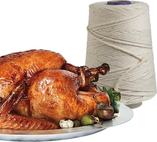 Regency Wraps Butchers Cooking Twine on Holder with Cutter, Heavy Duty, 500ft, 16 Ply, 2.4mm Food-Safe Cotton Kitchen String for Turkey Trussing, Meat Prep, Crafting