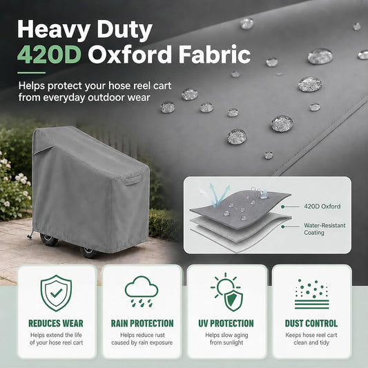 Hose Reel Cart Cover 420D Buckle Vent Handles Fit