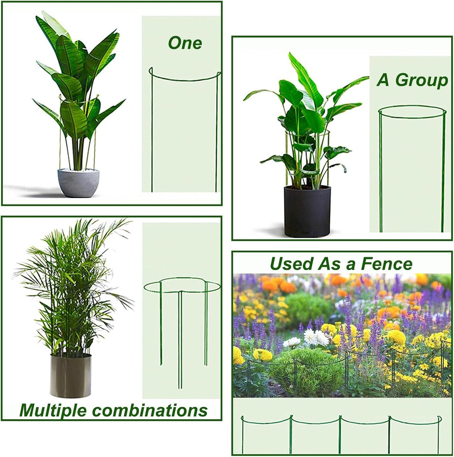 12 Pack Plant Support Stake, 16 Inch Peony Cages and Supports for Outdoor Plants, with 15 Pcs Plant Labels, 20 Pcs Plant Clips, 7ft Plant Ties