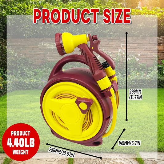 Hose Reels for Outside,45+6.5FT Portable Retractable Hose Reel,Retractable Garden Hose Reel with Spray Nozzle,Portable Hose Reel for Plant Watering Pet Cleaning Yard Cleaning and Car Washing