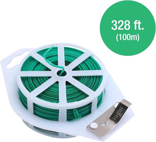 Twist Ties, Plastic Coated Wire for Garden Plant, Built-in Cutter, 328 Feet