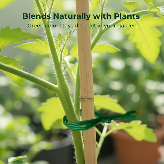 Green 6" Twist Ties (500 Pack) - Pre-Cut Garden Plant Ties in Self-Sealing Bag, Sturdy PET & 0.45mm Iron Core, Heavy Duty Reusable Ties for Tomato, Monstera, Vines and Cords