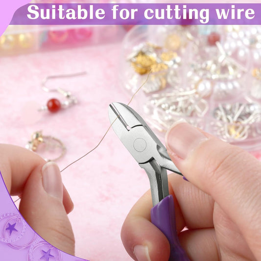 3-Inch Diagonal Cutters Small Wire Cutting Pliers for Jewelry Making, Floral Wire, Zip Ties - Mini Side Cutting Tool, Snips, Flush Pliers