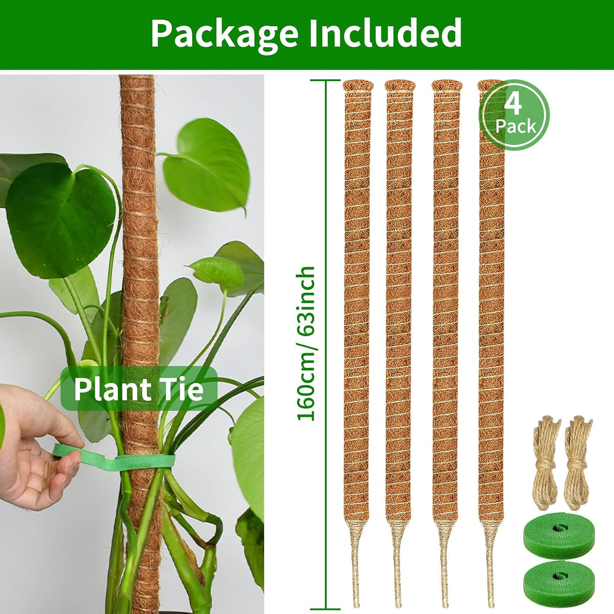 2 Pack Moss Pole, 26.8-Inch Moss Poles for Plants Monstera,Bendable Plant Support Stakes for Climbing Plants Indoor, Garden Trellis Plant Stick for Potted Plants, Pothos Philodendron