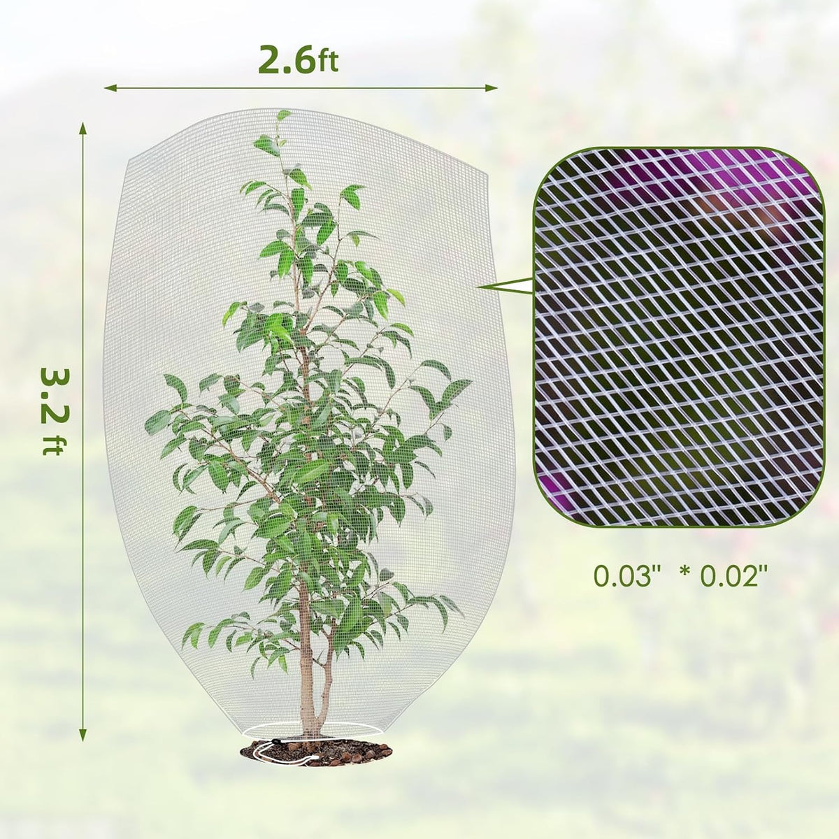 Mesh Plant Cover 3PCS,Garden Netting Mesh Outdoor,Netting for Tomato Plants,Garden Bug Netting Plant Cover,Bird Netting for Garden,Fruit Tree Netting (3.2 x 4.9 ft)