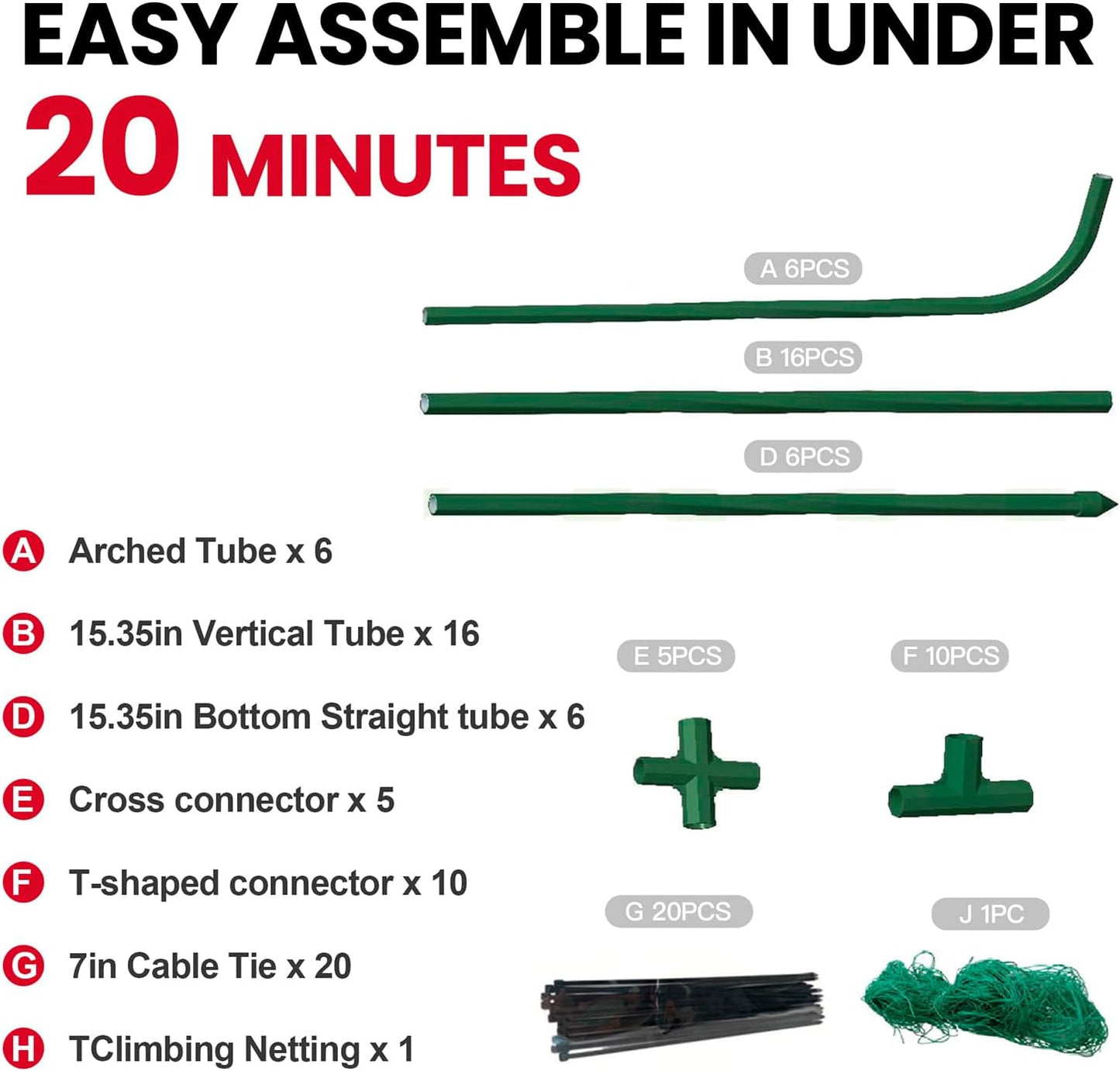 Cucumber Trellis for Raised Bed, Garden Trellis for Climbing Plants Outdoor, Metal Arch Trellis U-Shape Vegetables Support for Tomotoes Grape Vines Beans Peas (Green, 31.5" L x 24" W x 48" H)