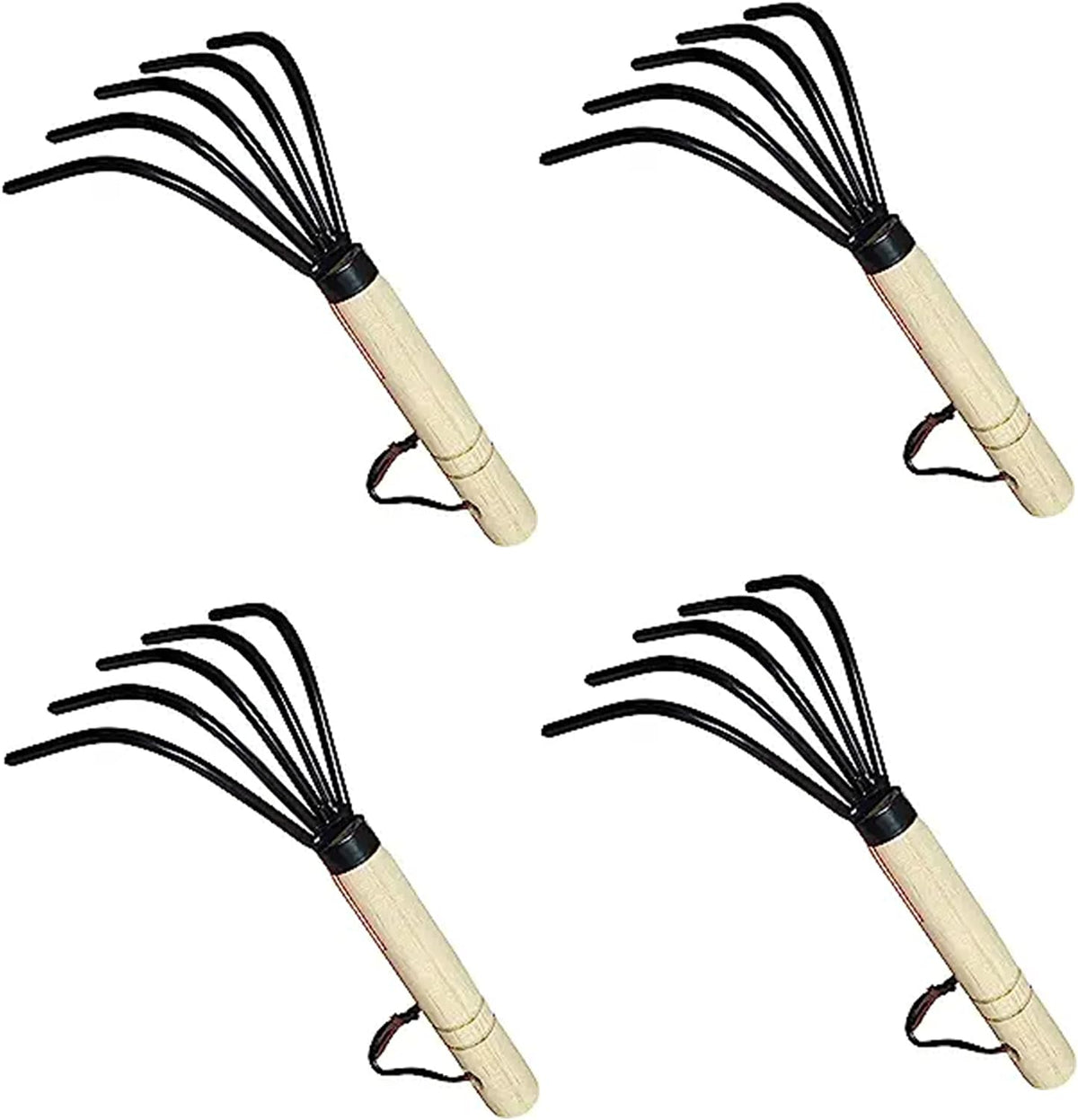 Hand Rake Cultivator Claw Soil Tiller - Military Grade Steel - Rust Resistant - 5 Tine Japanese Ninja Claw - Comfortable Wood Handle - Perfect Pulverized and Aerated Soil