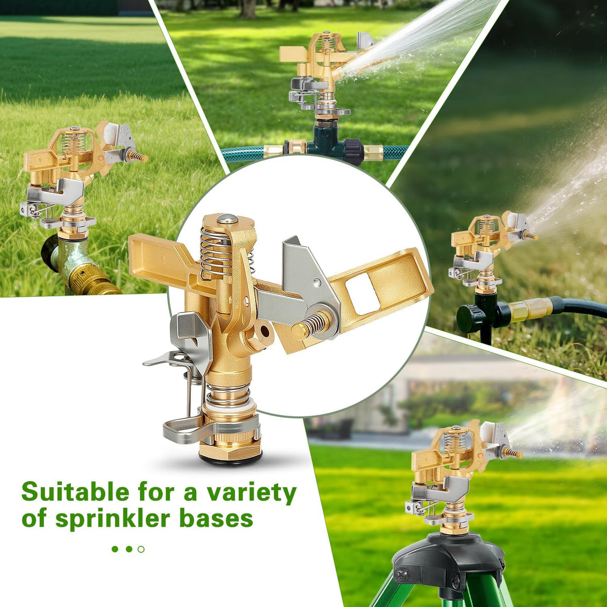 Impact Sprinkler on Tripod Base, 360° Coverage, 3/4in