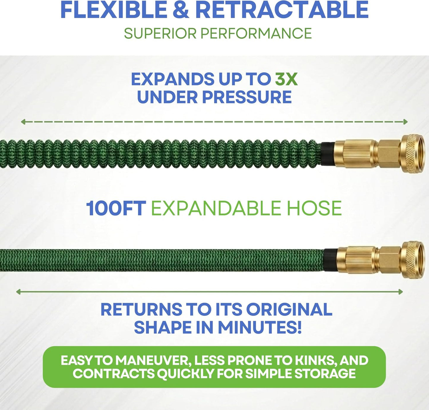 XpandaHose 150ft Expandable Garden Hose, Lightweight, Brass Connectors