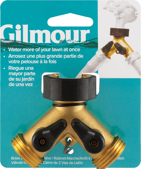 Heavy Duty 2 Way Garden Hose Splitter, Dual Water Hose Splitter with Shut Off Valve, Brass Water Manifold
