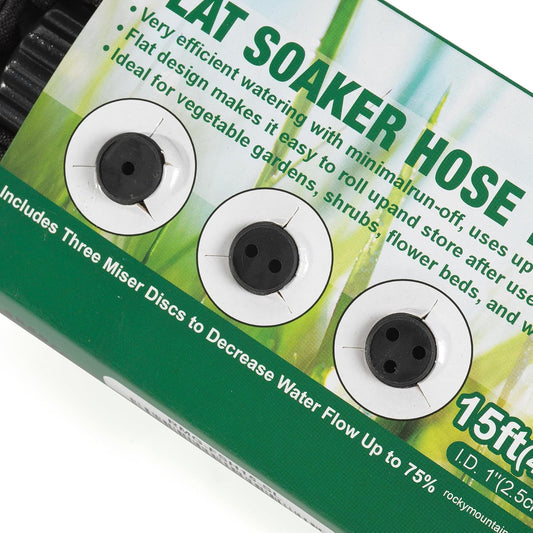 15-Foot Flat Soaker Hose - Heavy Duty Double Layer Design - Saves 70% Water - Consistent Drip Throughout Hose - Garden/Vegetable Safe