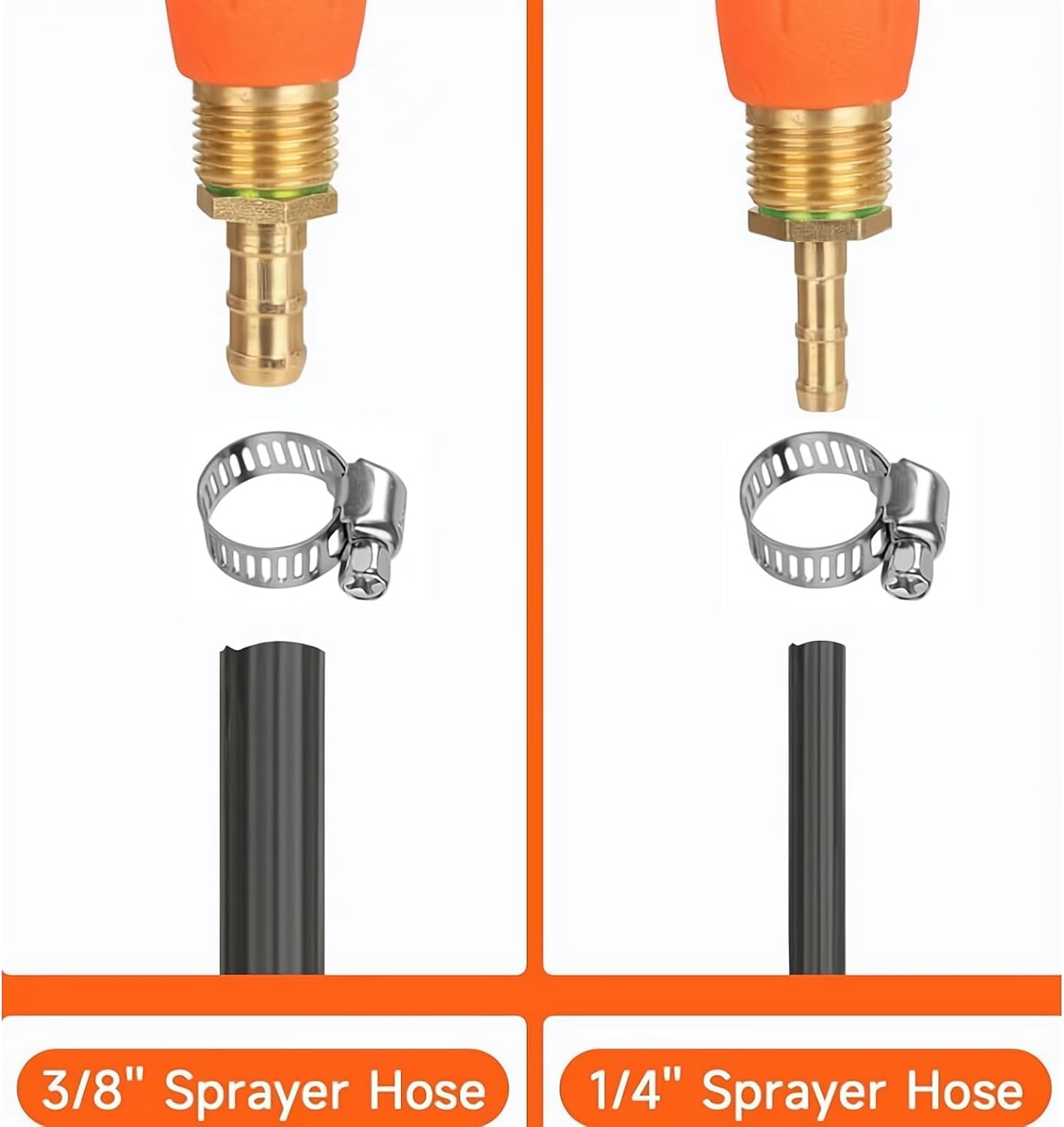All Metal 44 Inches Replacement Sprayer Wand, Garden Hose Watering Wand with 3/4'' Brass Connector, 1/4" & 3/8" Brass Barb for Most Sprayer Hoses, Built-in Stainless Steel & 2 Hose Clamps