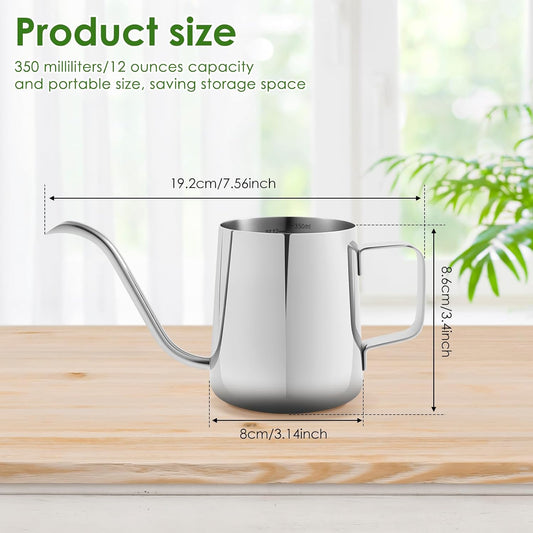 Small Stainless Steel Watering Can for Indoor Plants, 12oz/350ml Mini Plant Watering Pot with Long Spout & Ergonomic Handle for Houseplants, Succulents & Bonsai