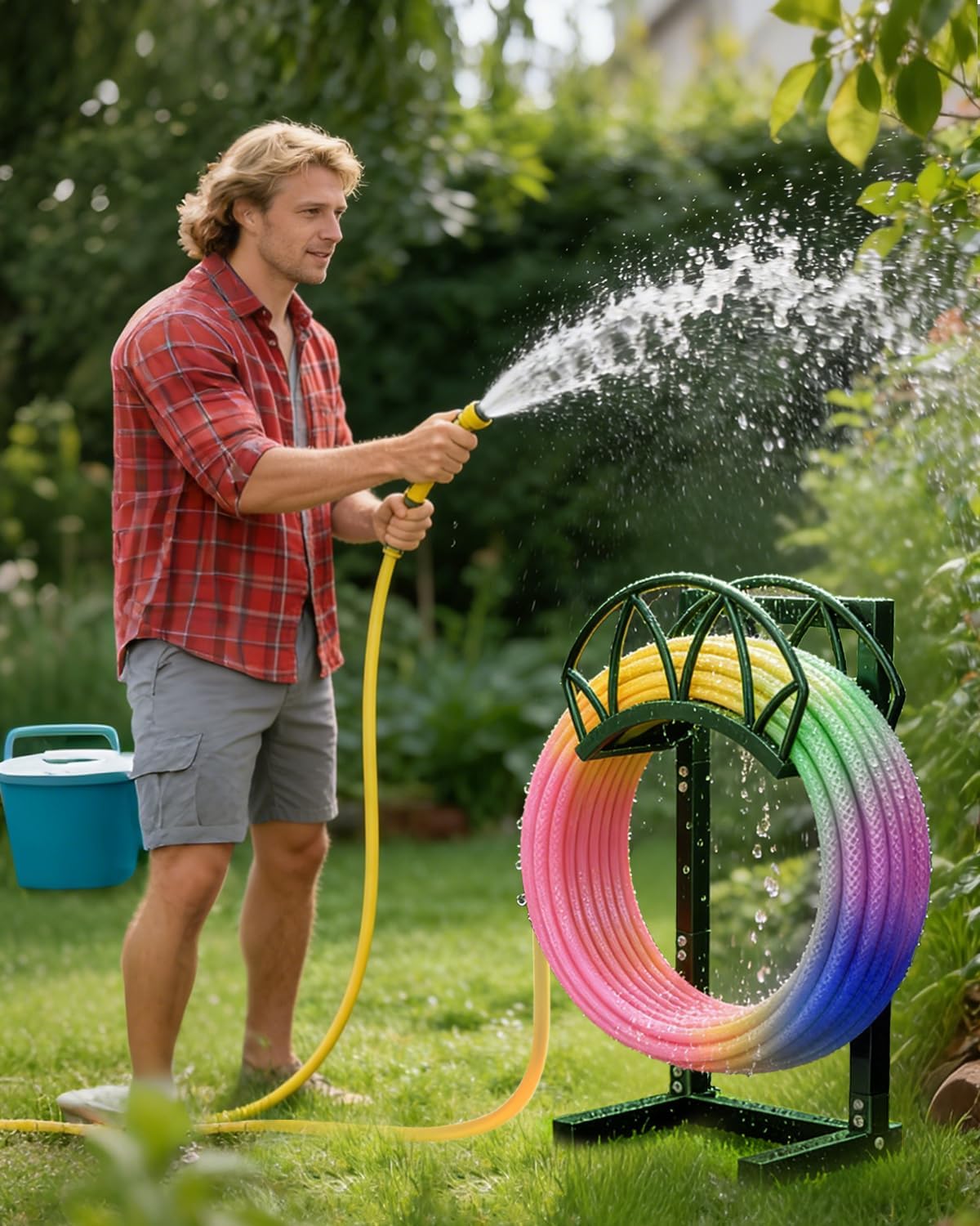 Garden Hose Holder, Freestanding Water Hose Reel Stand, Holds 160 FT, Black