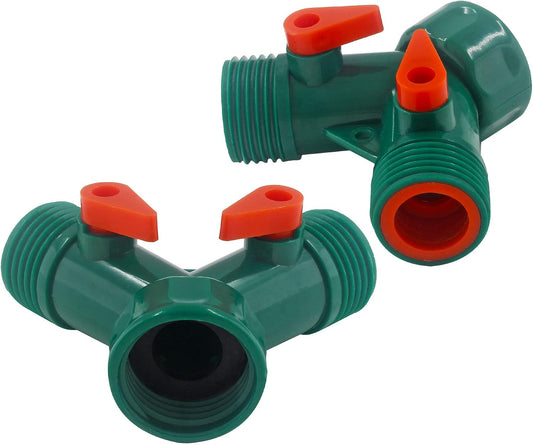 6 Pcs 2 Way Hose Adapter Y Valve Garden Hose Connector, Green