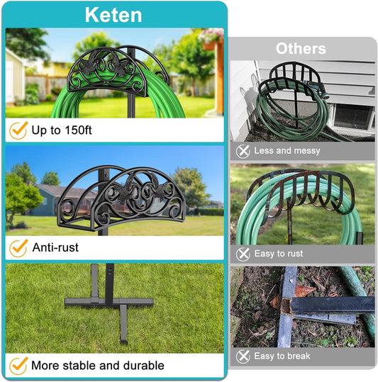 Garden Hose Holder, Detachable Metal, Heavy Duty Freestanding Outside