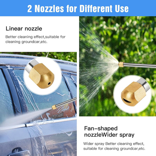 2026 Upgraded Jet Nozzle Power Washer Wand with 2 High Pressure Nozzles and Quick Connectors for Garden Hose, Hydro 2-in-1 High Pressure Heavy Duty Metal Nozzles for Watering Sprayer Cleaning Tool
