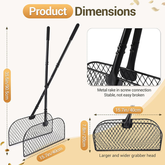 Leaf Grabber Rake with Long Handle, Lightweight Metal Leaves Rakes, Leaf Collector for Gardening, Leaf and Grass Picker Upper, Efficient and Labor-Saving Yard Rake Leaf Grabber No Bending Over