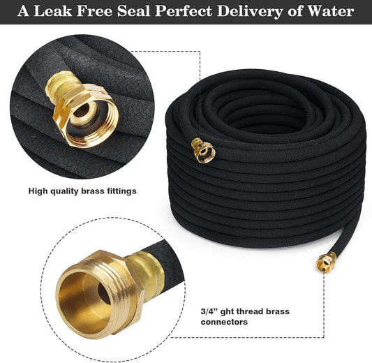 Heavy Duty Soaker Hose 150FT 1/2 Inch Rubber Garden Drip Irrigation Hose with Solid Brass Connector Water Saving Linkable Soaker Hose for Garden Bed Flower Vegetable Lawn