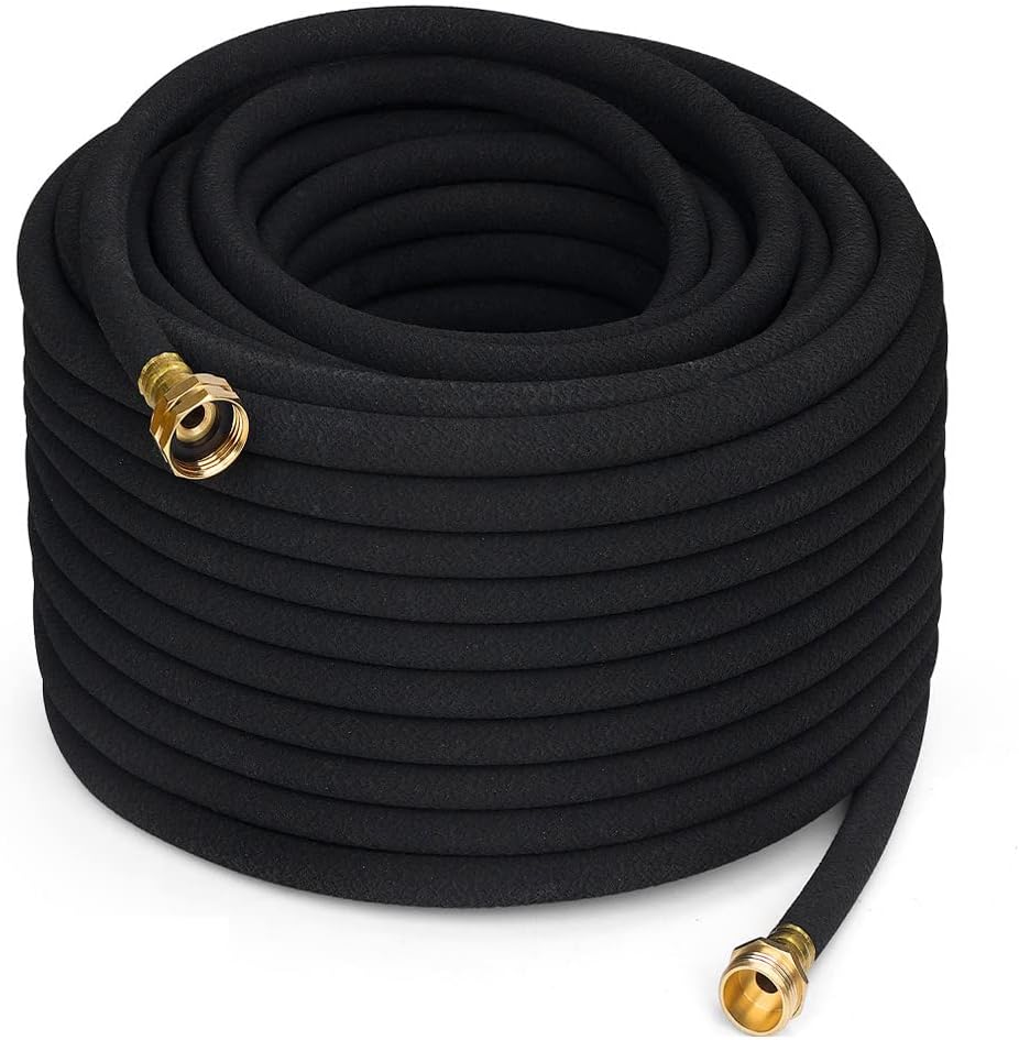 Heavy Duty Soaker Hose 150FT 1/2 Inch Rubber Garden Drip Irrigation Hose with Solid Brass Connector Water Saving Linkable Soaker Hose for Garden Bed Flower Vegetable Lawn