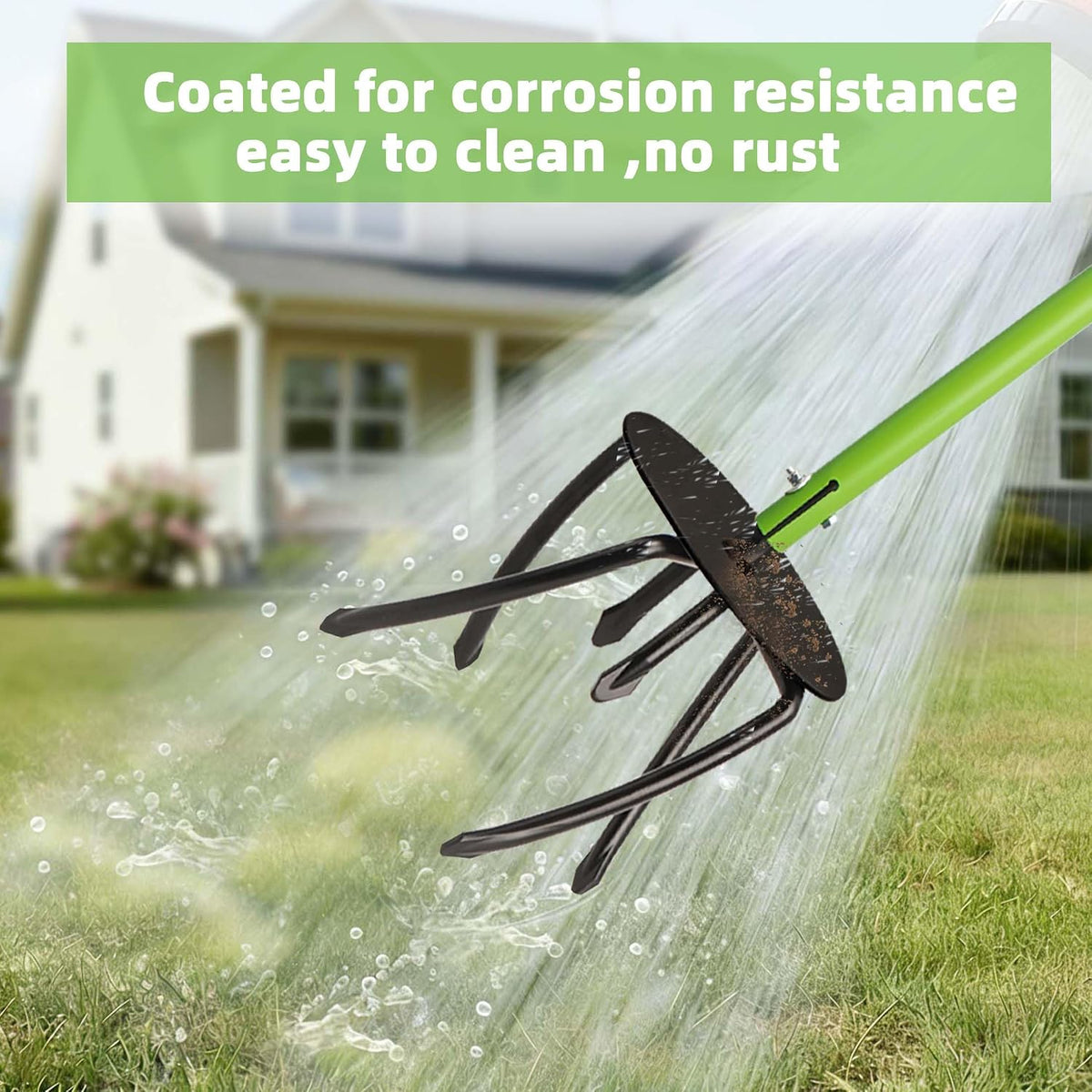 Hand Tiller Cultivator, Manual Twist Tiller with Sharp Arrow Tines