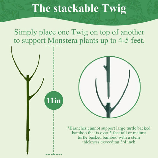 5 Pack Stackable Monstera Plant Support, 11 Inch Plant Support Stakes for Indoor & Outdoor Use, Plants Sticks for Vine Training & Stem Stabilization, Monstera, Pothos, Philodendron