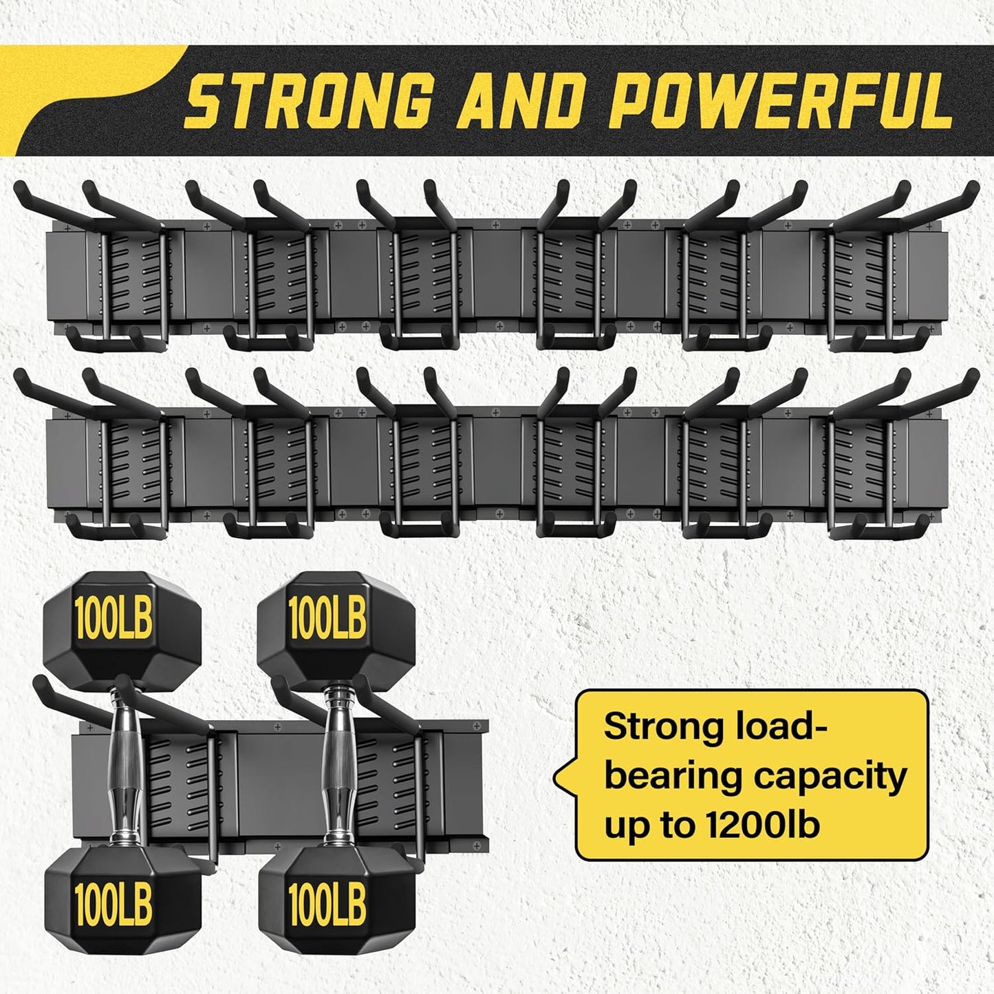 klasit Garage Wall Organizer,15Pack Carries 675 lbs,Garden Tool Organizer 48in With Large Storage Space,Easy Assembly, Sturdy Design,for Efficient Tool Storage Garage Organization | Carries 675 lbs