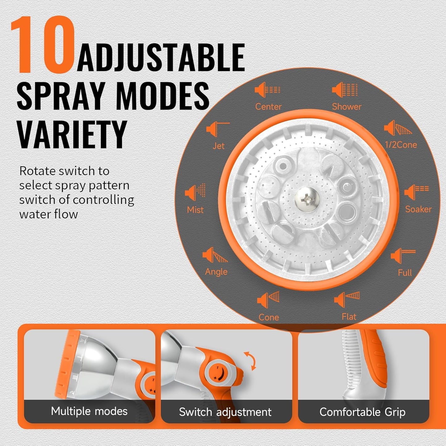 Retractable Garden Hose Reel 5/8 inch x 100 ft,Wall Mounted Heavy Duty Garden Hose Reel with 180°Swivel Bracket,Upgraded 10 Pattern Nozzle/Slow Return System(Black)