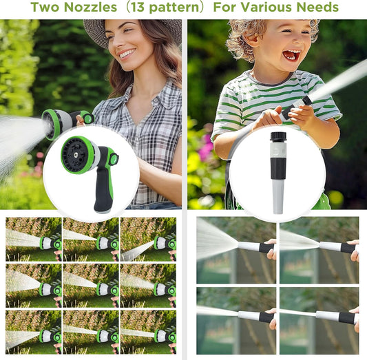 Tuyeho Retractable Garden Hose Reel 100FT, Wall Mount Heavy Duty Water Hose Reels with Automatic Slow Rewind System, Outdoor Hoses Reel with 2 Hose Nozzles for Garden Watering, Car Wash, Pet Shower