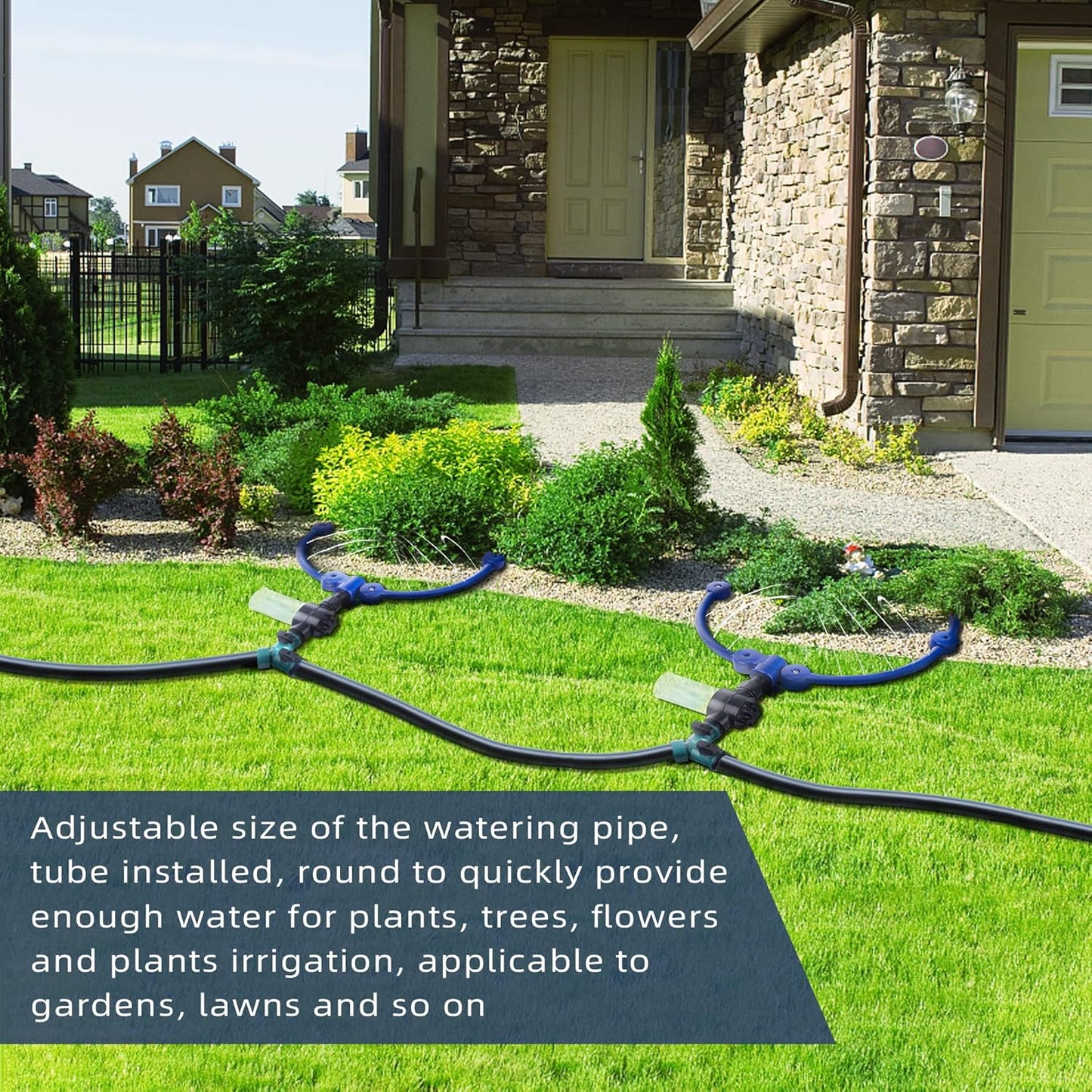 360° Tree Water Sprinkler,Tree Root Watering Tool,Water Ring Sprinkler Irrigation System for Outdoor Plants Raised (Blue)