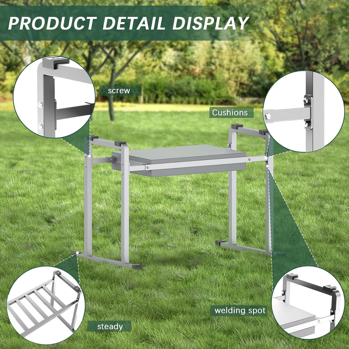 FLINTER Wider Garden Kneeler and Seat, Heavy Duty Thick Gardening Bench for Kneeling and Seat - Garden Kneelers for Seniors, Gardening Stools for Women, Grandparents, Gardeners, Black