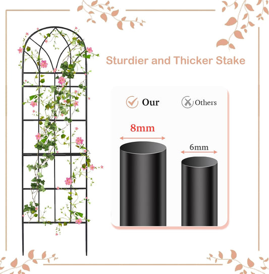 62"x15" Metal Garden Trellis, Black, Durable Powder-Coated, 2 Pack