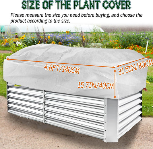 Rectangular Plant Cover Frost Big Size for 4×3×1FT Non Woven Fabric Garden Bed Cover with Zip Drawstring for Winter Cover Protection,Raised Beds Protect Plant Vegetable from Winter Frost