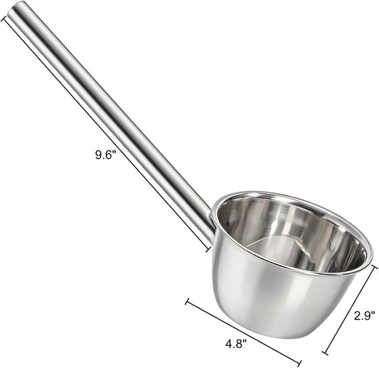 2 Pack Stainless Steel Water Ladle, 13.5" Metal Long Handle Water Dipper for Bath Rinse, Hair Washing Spoon Garden Watering Scoop for Bathroom Kitchen