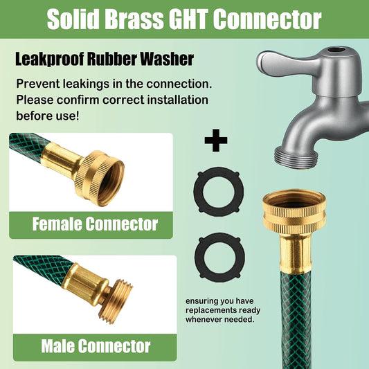 15FT 1/2-Inch Style PVC Garden Hose with Brass GHT Fittings