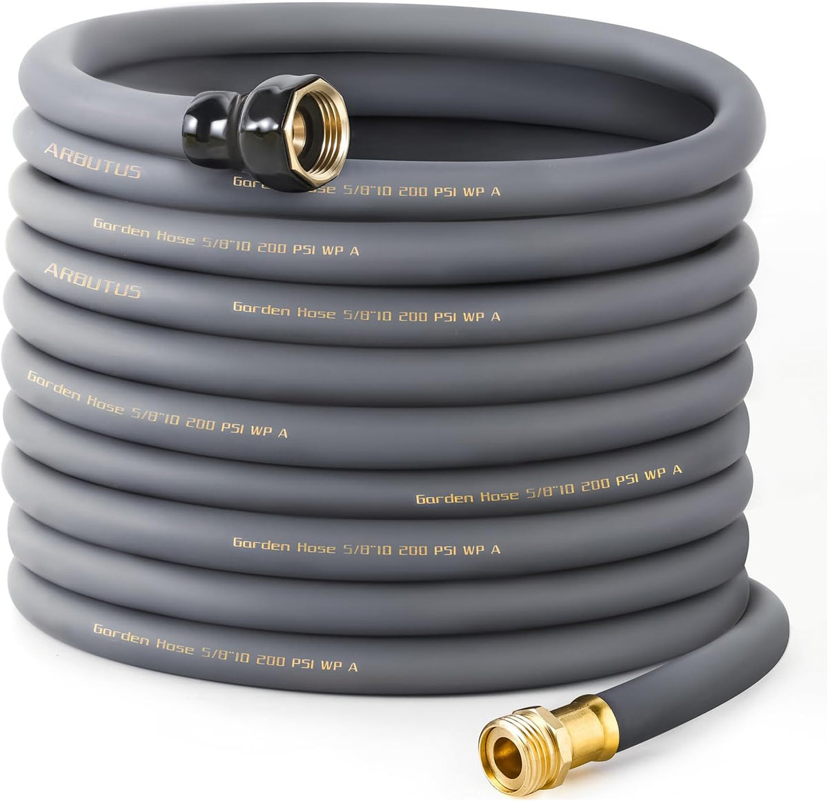 Garden Hose 5/8"x 5ft Brass Rubber Heavy Duty Water Hose 600 PSI Black
