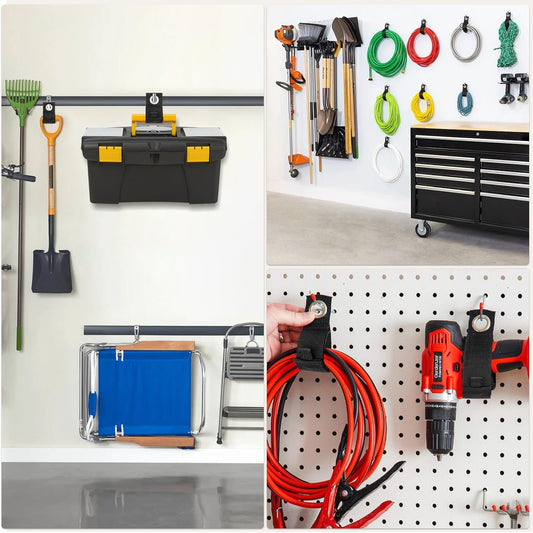 Heavy-Duty Storage Straps,Extension Cord Holder Organizer Variety Pack Holds 55lbs,Fit Easily on Hooks or Nails , Perfect for Garage Organization 3-pk 10",14" and 18", Black (9, BLACK)