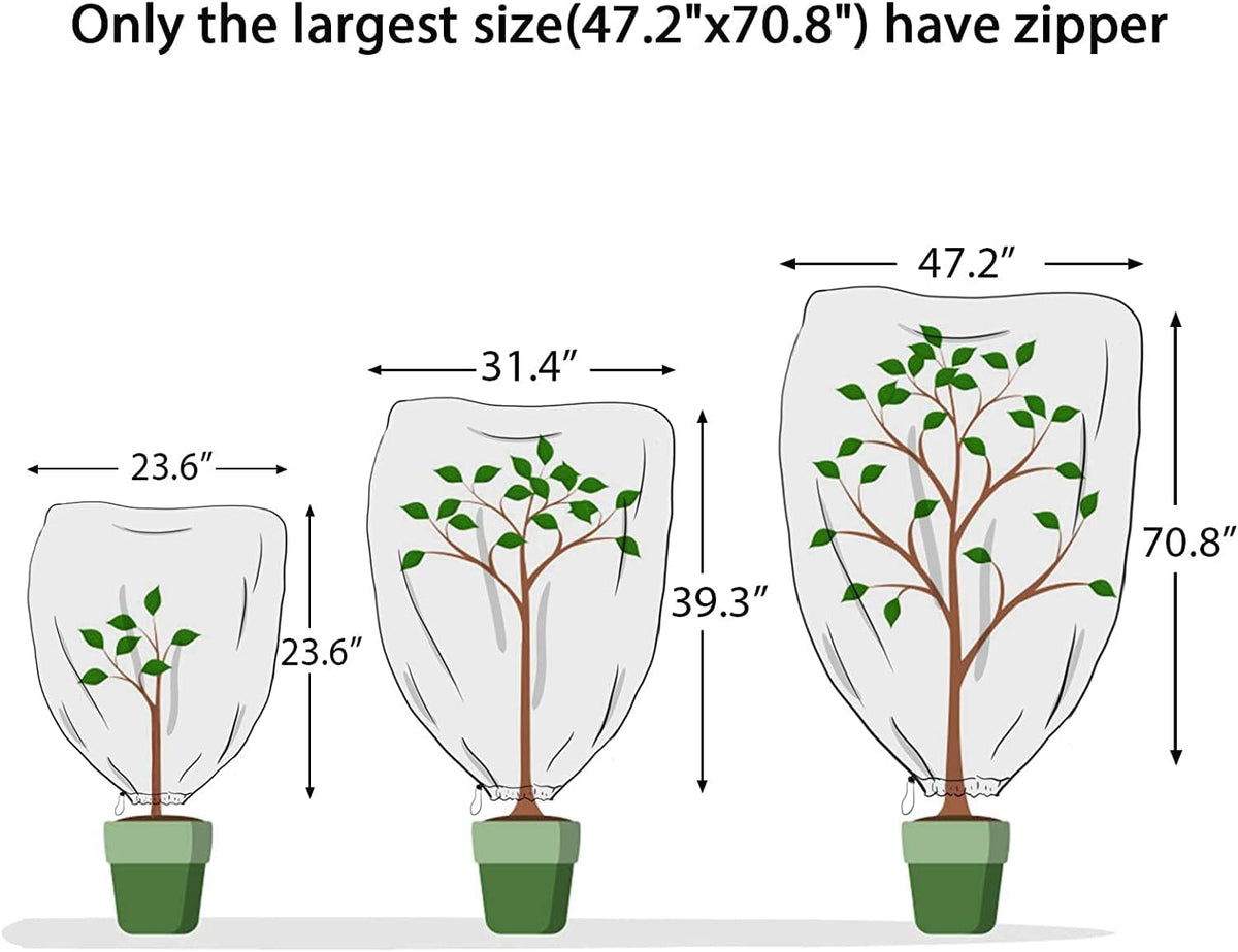 4 Packs 2 Size Plant Covers Freeze Protection, Winter Plant Cover Cold Weather Tree Frost Cloth Warm Blankets Shrub Covers for Outdoor Plant (32''×39''+47''×71'')
