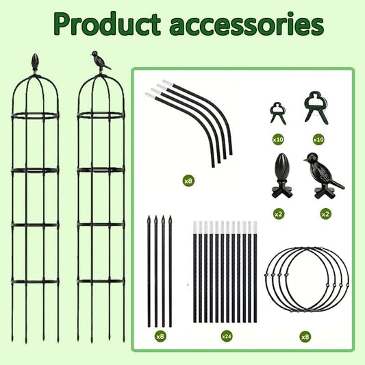 Rustproof Metal Garden Obelisk Trellis for Climbing Plants 6.6FT Round Flower Trellises for Clematis Vine Jasmine Support(XNHBT)