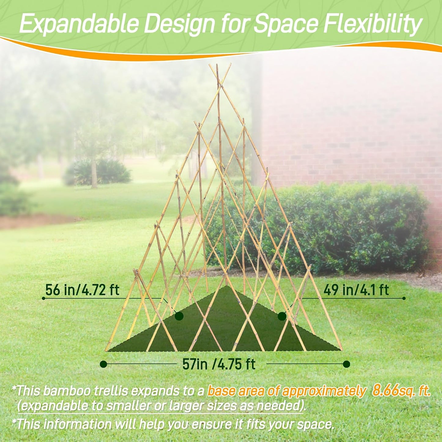 4ft Expandable Bamboo Teepee Trellis for Climbing Plants, Self-Standing Natural Bamboo Trellis for Plant Support, Folding Garden Trellis for Vines Flowers Vegetable Indoor Outdoor