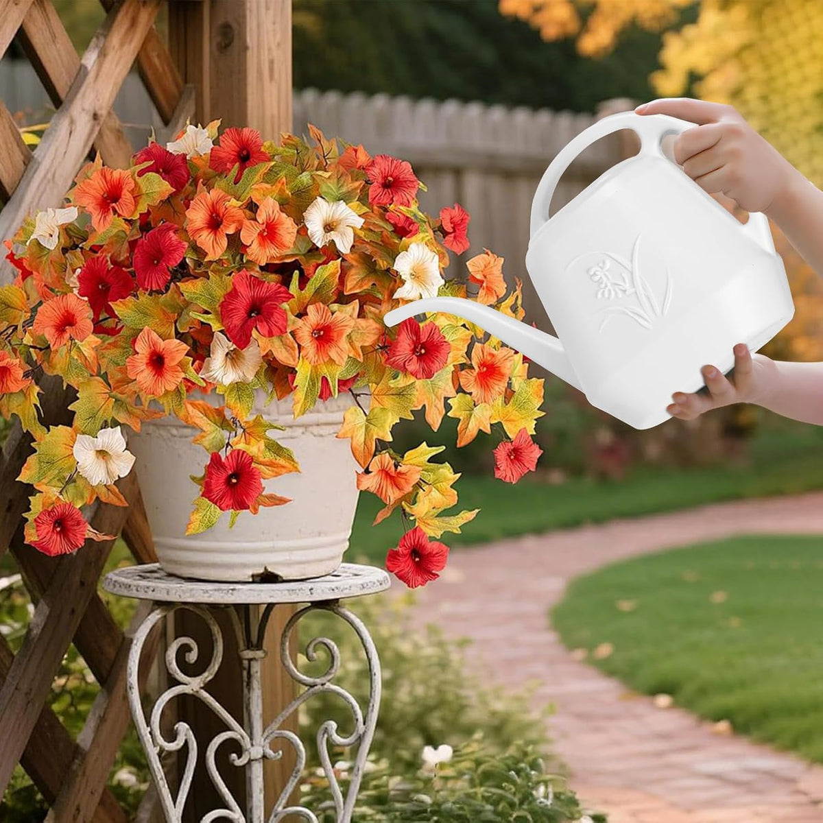 Plastic Watering Can - for Indoor and Outdoor Home Garden Plants - with Long Spout - Blue - 1/2 Gallon