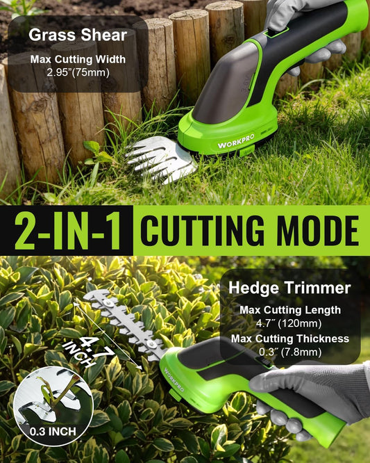 2-in-1 3.6V Cordless Hedge Trimmer with 4.0Ah Removable Battery